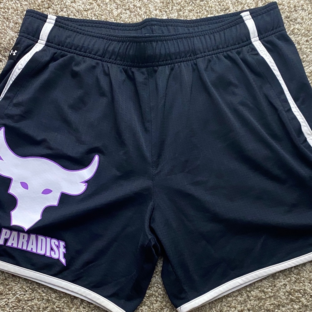 Under Armour Men's Black Shorts with Purple Graphic